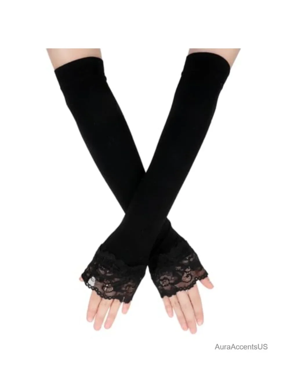 Lace Long Fingerless Gloves Arm Sleeves for Wedding Opera Party